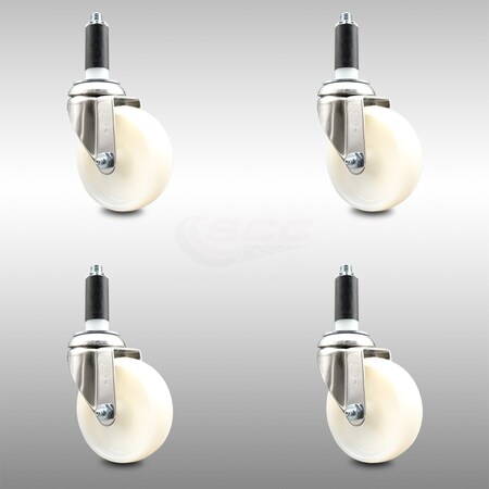Service Caster 4 Inch 316SS Nylon Wheel Swivel 1-1/8 Inch Expanding Stem Caster Set SCC SCC-SS316EX20S414-NYS-118-4